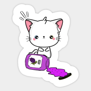 Naughty Angora Cat Spills a jar of grape jam! Sticker